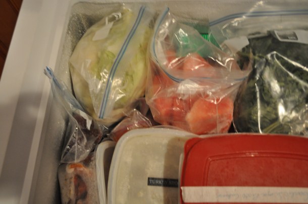 pesto, fruit, veggies, broth ready for winter